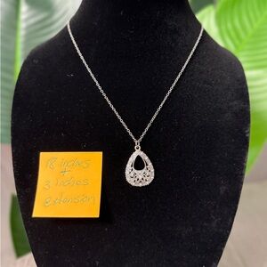 Elegant Silver Teardrop Pendant Necklace